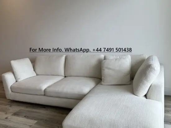 Cream L-Shape High Back Corner Sofa For Sale