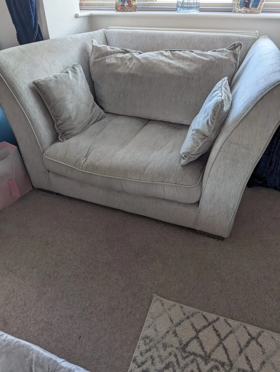DFS Grey velvet sofas
