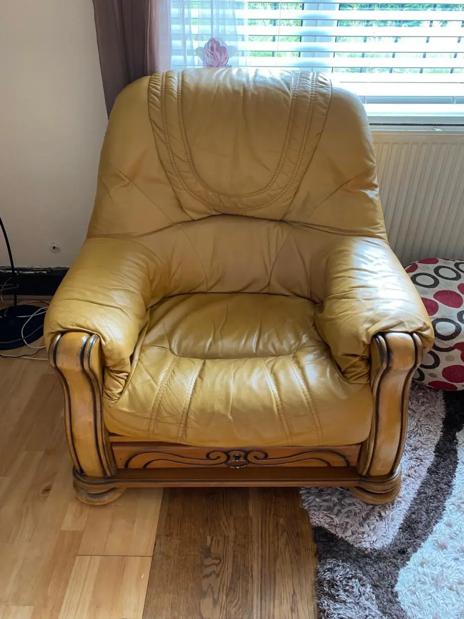 DFS tan leather sofa set