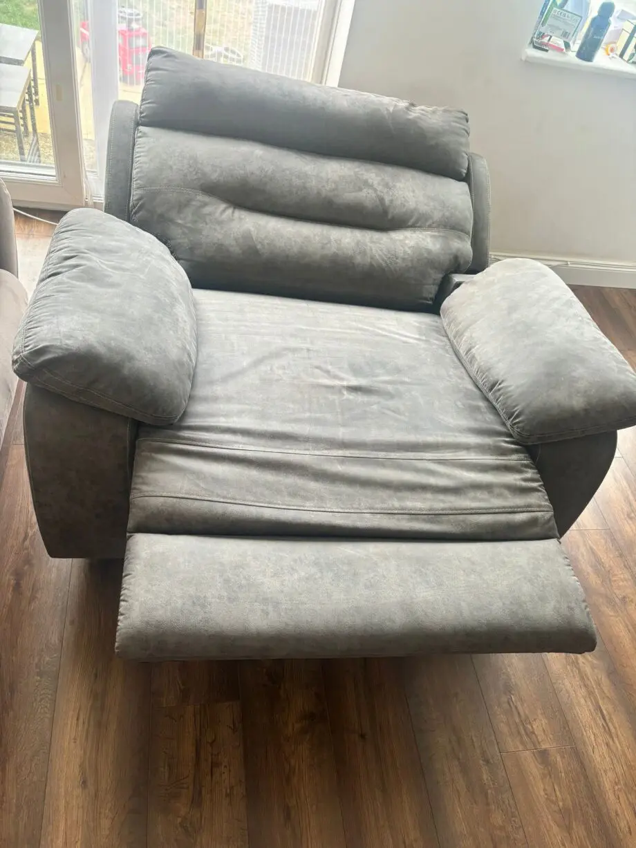 SCS Alexandra sofa set (double manual recliner corner sofa/ manual reclining chair) in colour slate grey