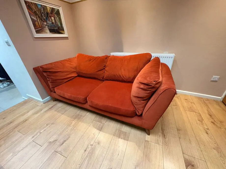 Excellent Finch M&S 3 Seater Sofa Terracotta Velvet £520 (RRP £1,600)
