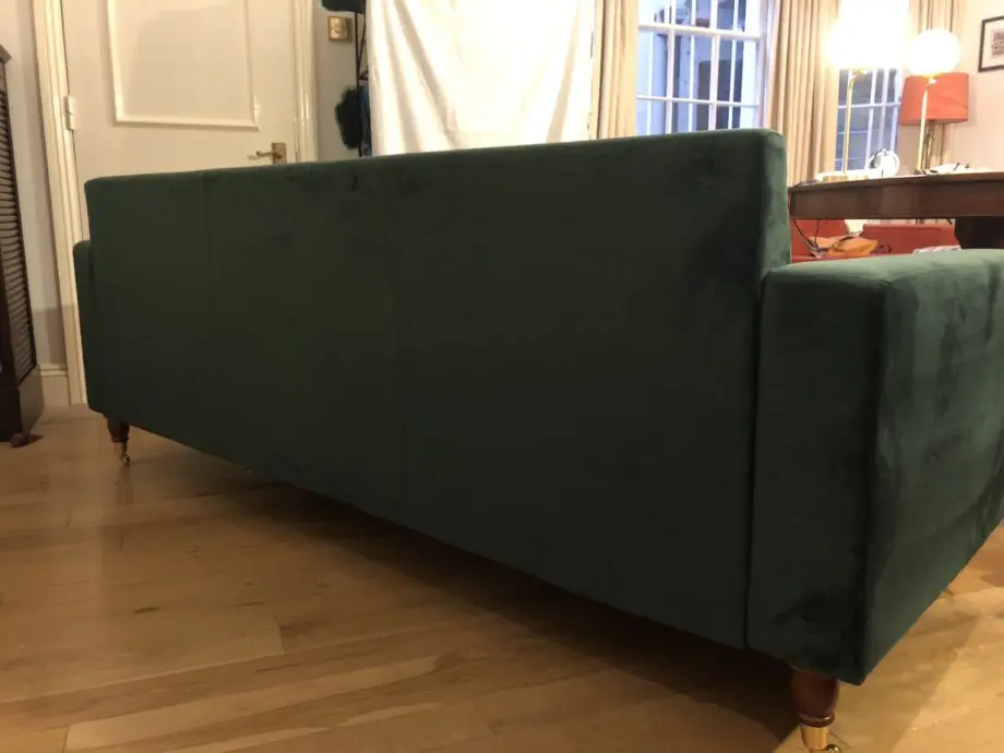 Green Velvet L-shaped sofa