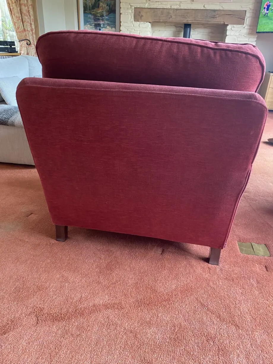 2 armchairs red and grey