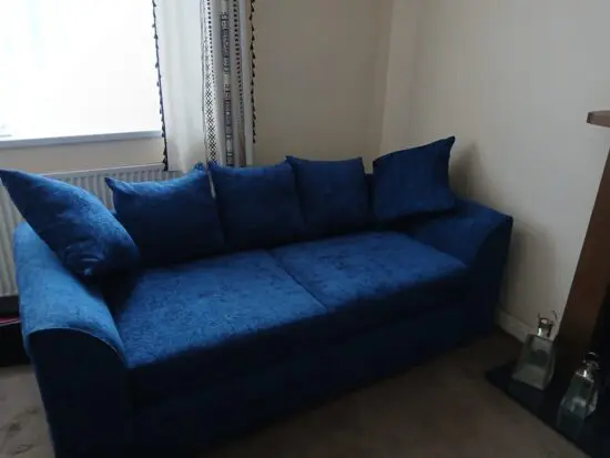 3 seater blue sofa