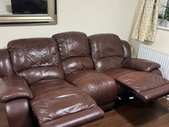 3 seater leather sofa with recliners