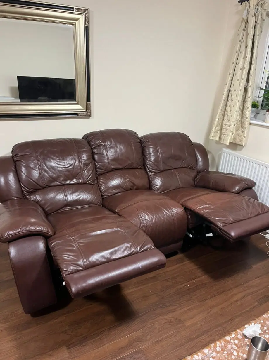 3 seater leather sofa with recliners