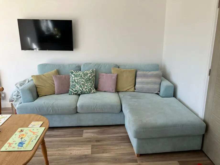 DFS Freya, Duck Egg Green, 4 seater lounger sofa