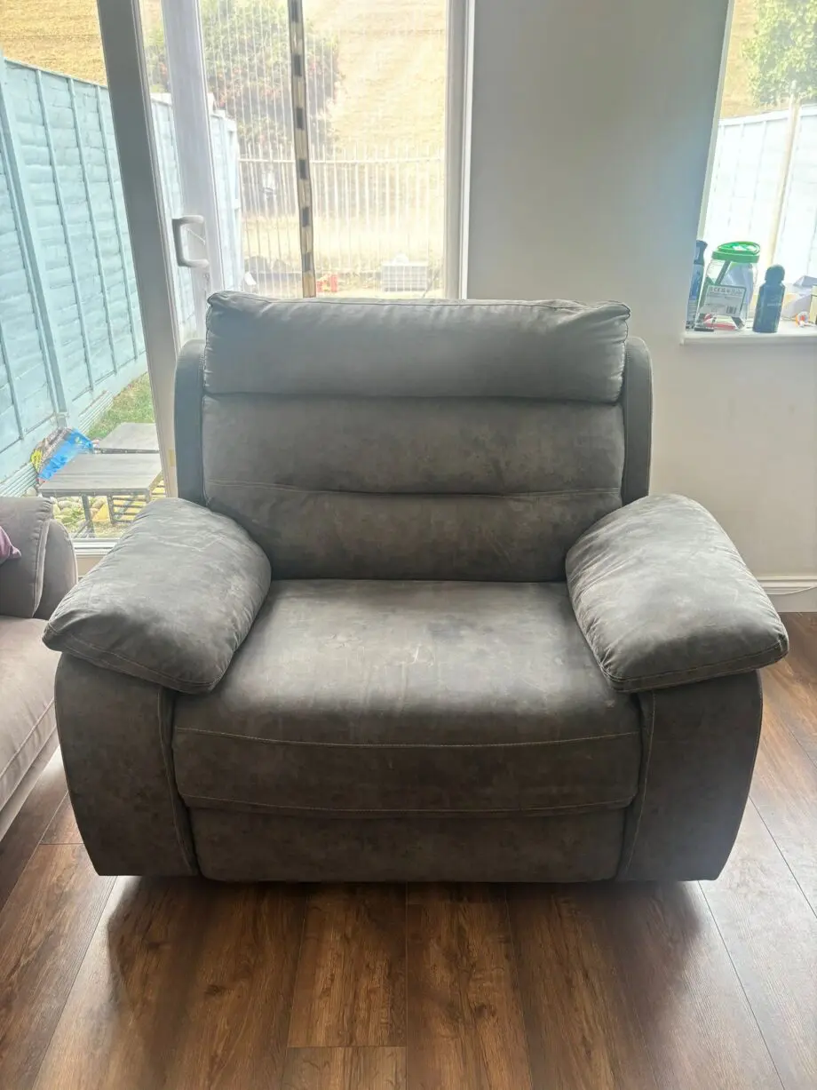SCS Alexandra sofa set (double manual recliner corner sofa/ manual reclining chair) in colour slate grey