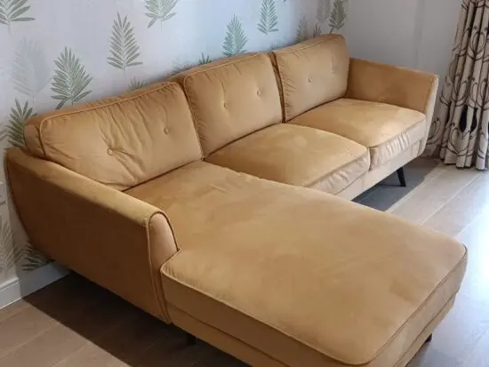 Mustard Velvet L Shape Corner Sofa