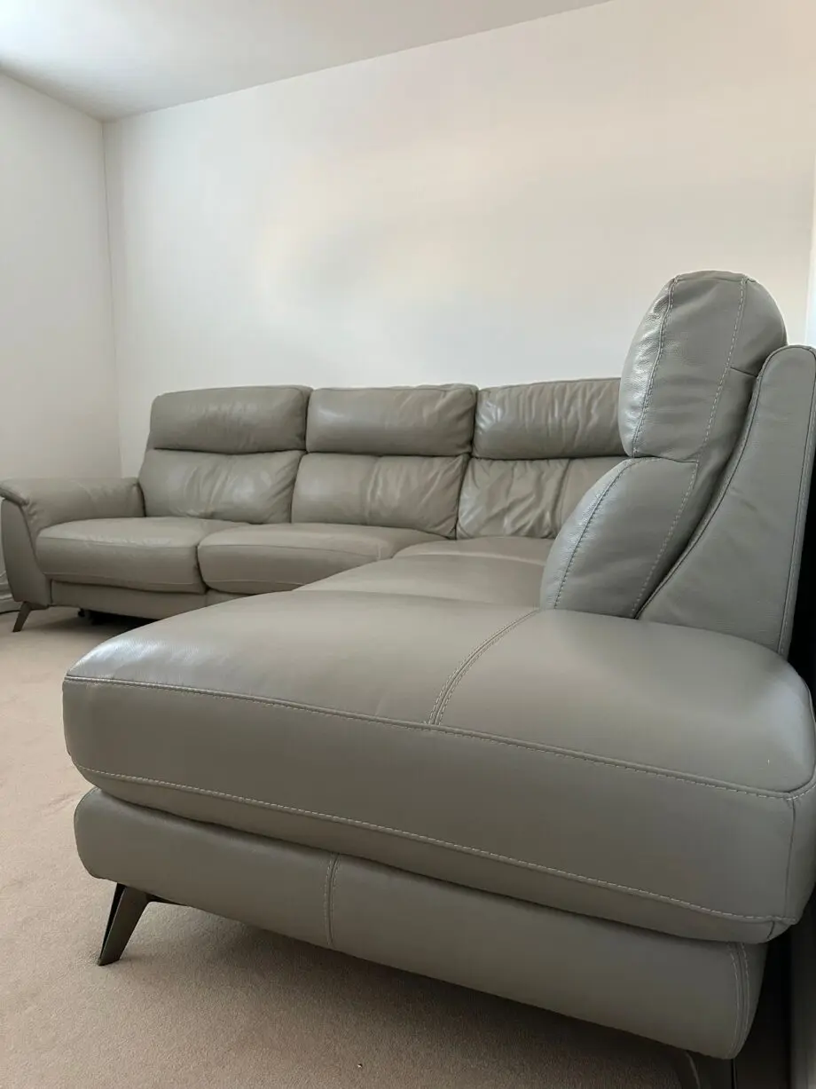 Furniture Village grey corner sofa with chaise & recliner