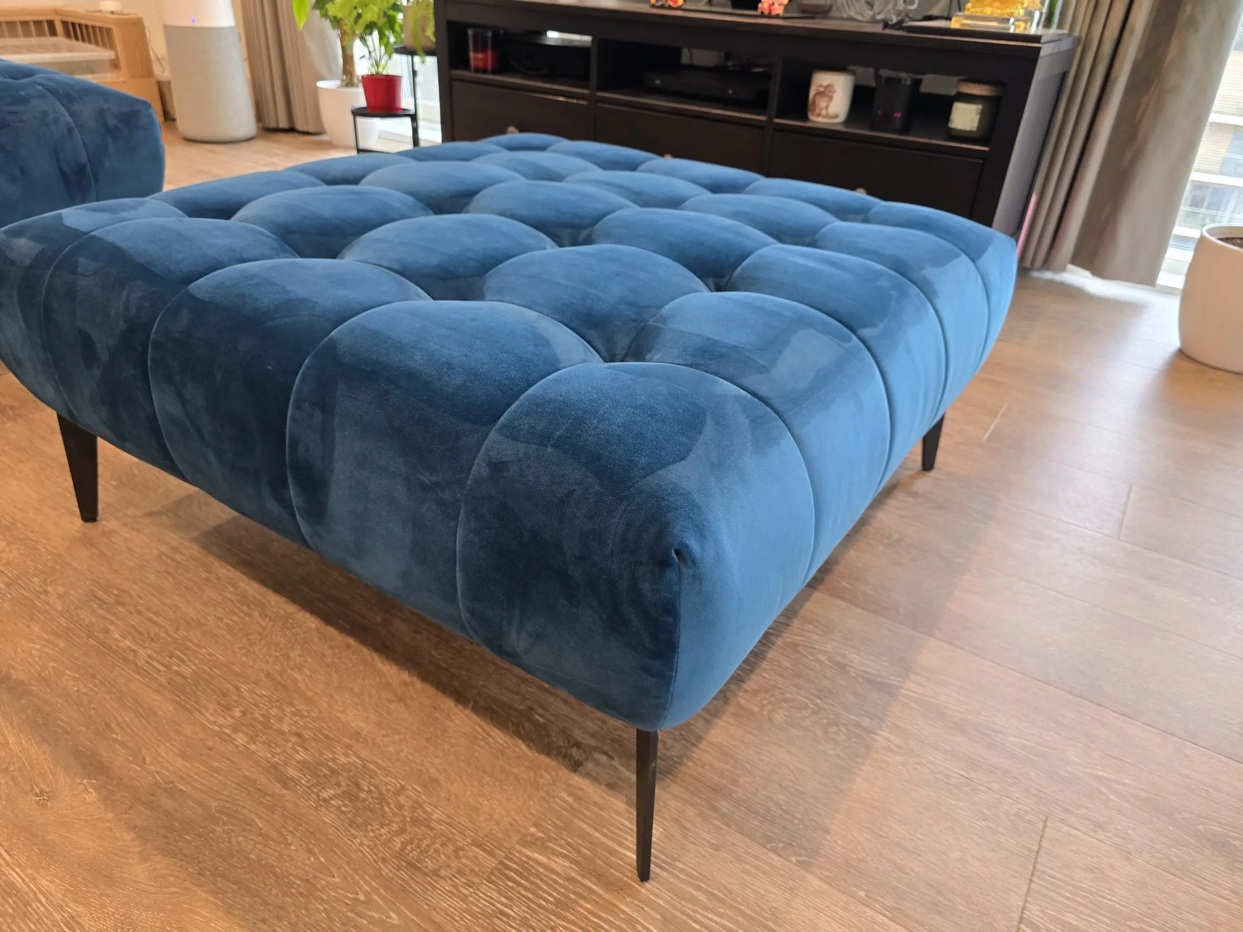 Barker & Stonehouse Azalea Teal Velvet Right Hand Corner Sofa with matching Footstool
