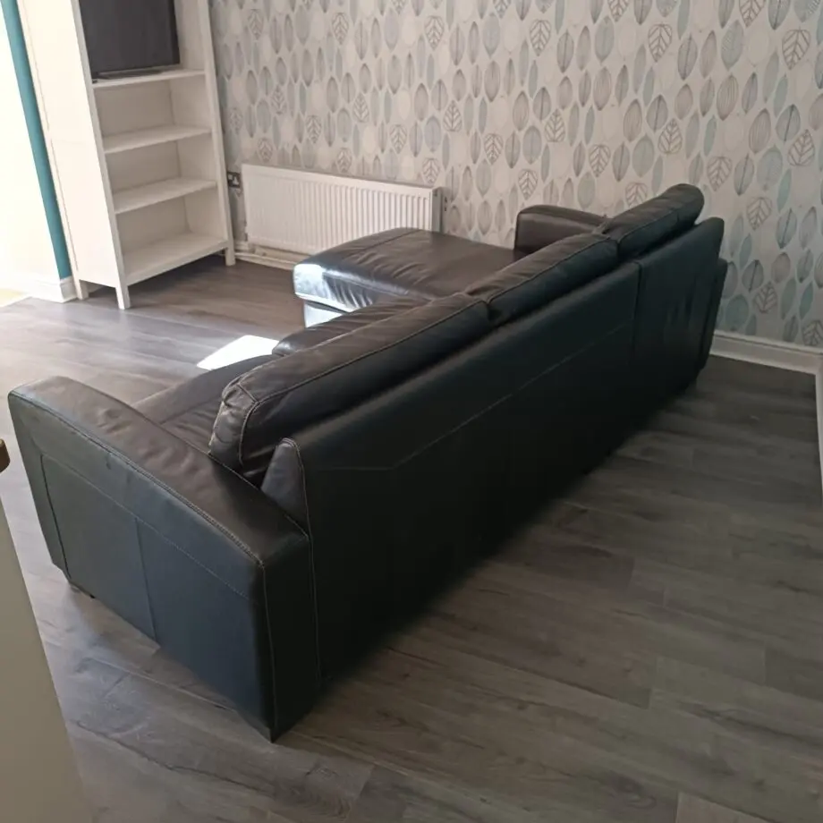 Furniture Village black, corner, leather sofa bed