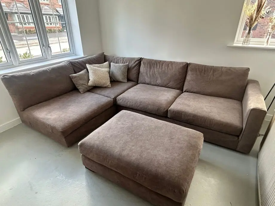 Sofology Majestica Left Hand Corner Sofa - Marbled Fabric (Mole/Mocha/Mink)