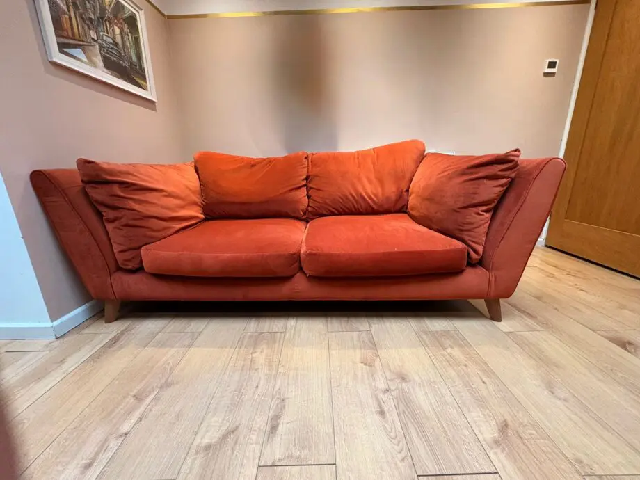 Excellent Finch M&S 3 Seater Sofa Terracotta Velvet £520 (RRP £1,600)