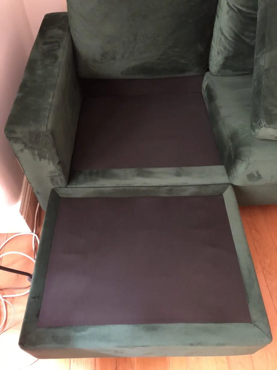 Green Velvet L-shaped sofa