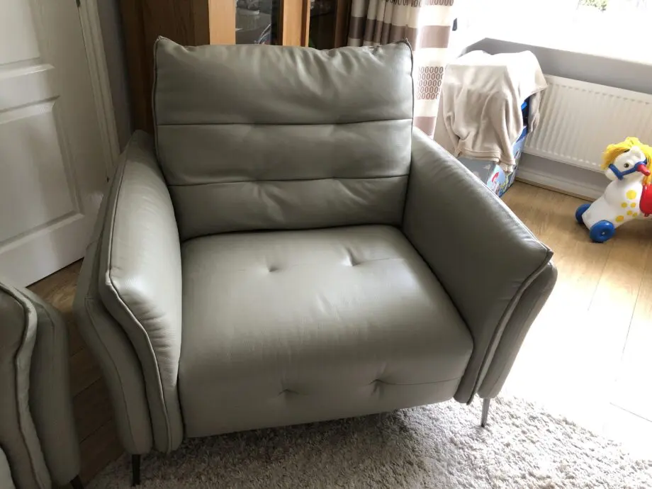 Soft Italian leather sofa and snuggle chair