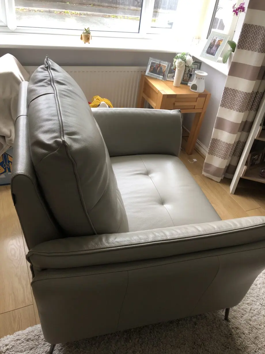 Soft Italian leather sofa and snuggle chair