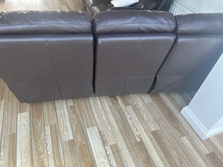 DFS brown leather sofa with recliners - fully operational