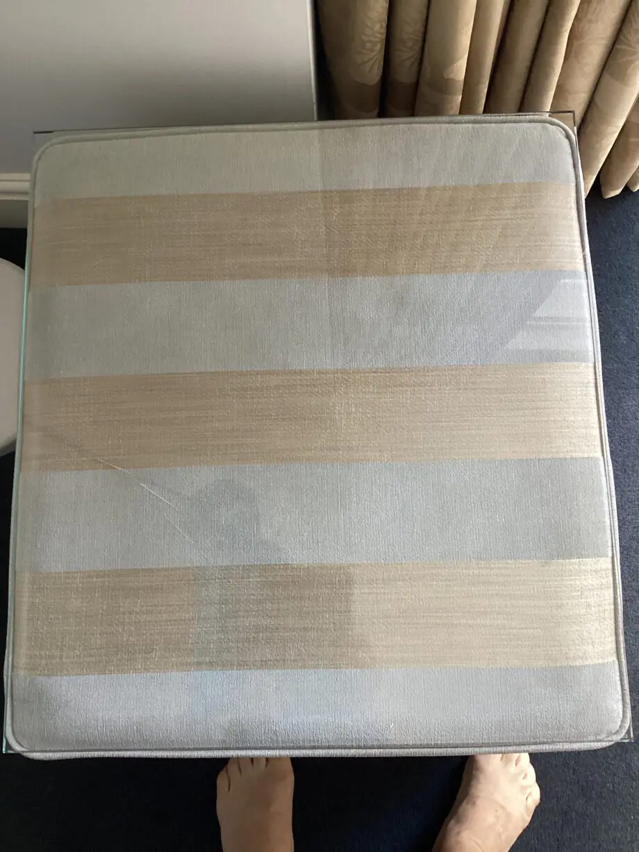 2 x 2 Duresta co-ordinating settees 1 striped fabric,1 large floral fabric.