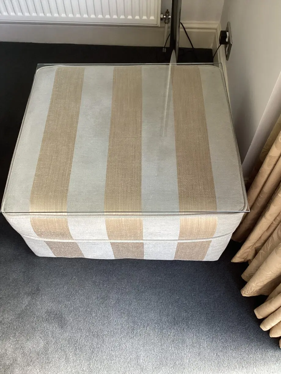 2 x 2 Duresta co-ordinating settees 1 striped fabric,1 large floral fabric.