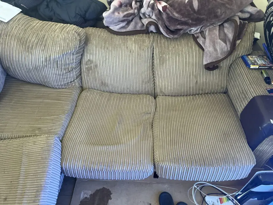 brown L shape sofa 5 seater