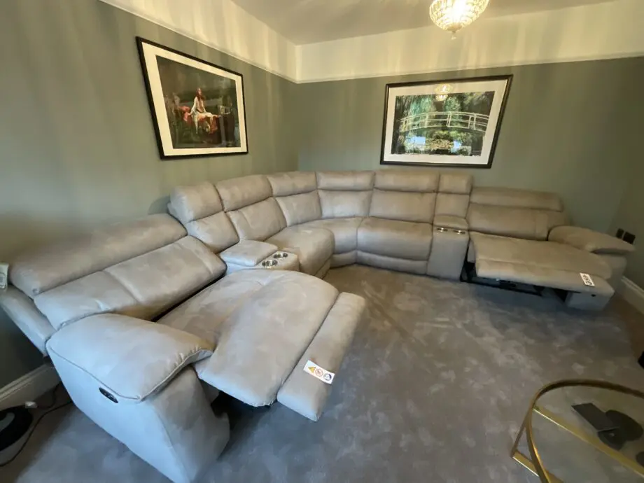 DFS Lucius option A power corner with two storage console , colour stone
