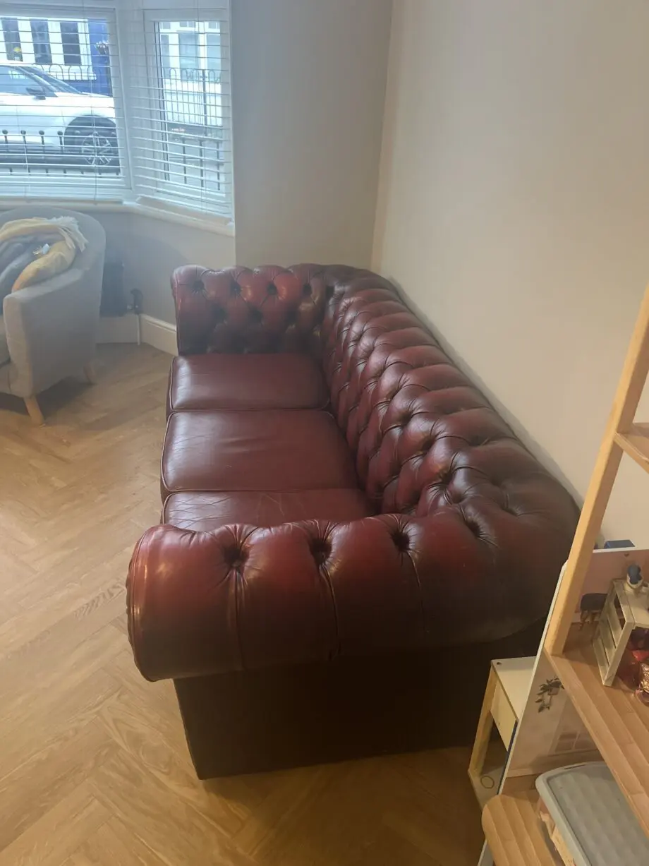 Vintage 3 seater leather oxblood chesterfield sofa