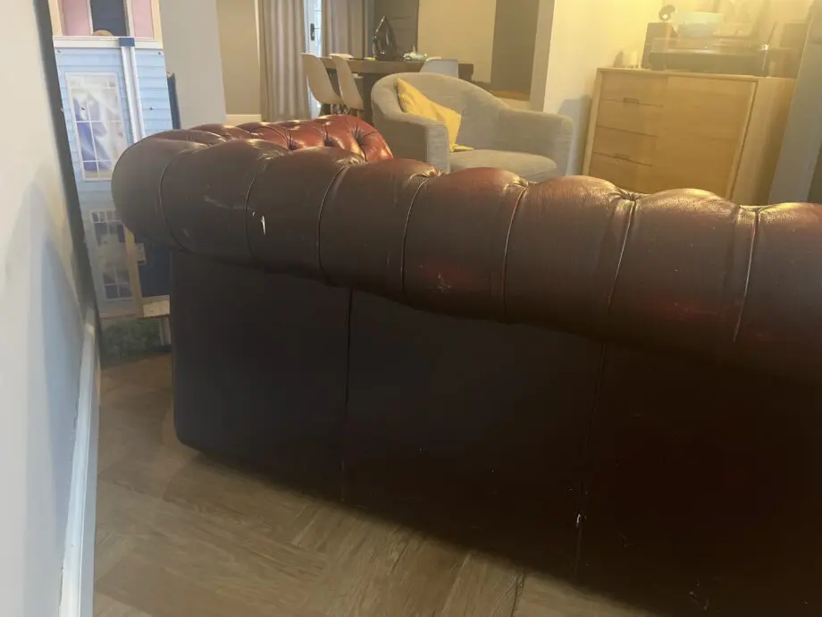 Vintage 3 seater leather oxblood chesterfield sofa