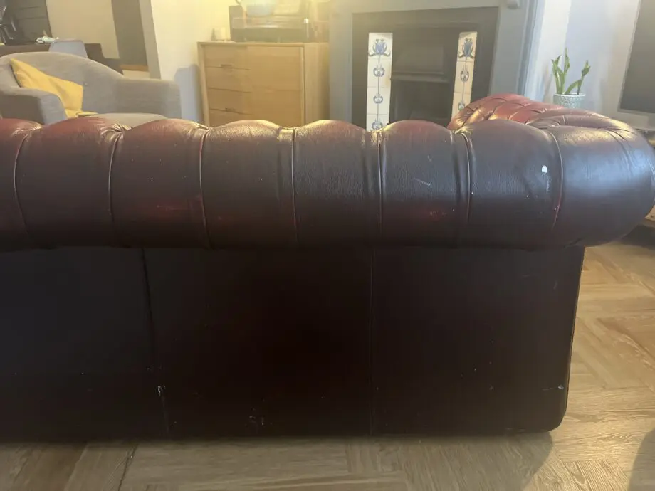 Vintage 3 seater leather oxblood chesterfield sofa