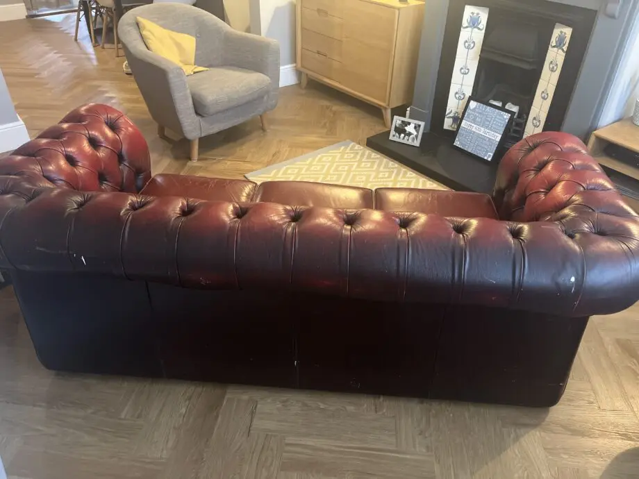 Vintage 3 seater leather oxblood chesterfield sofa
