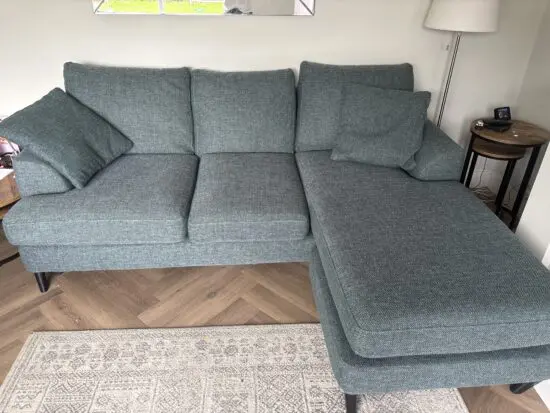 Next- Parker collection mid slate teal 3 seater chaise and 2 seater