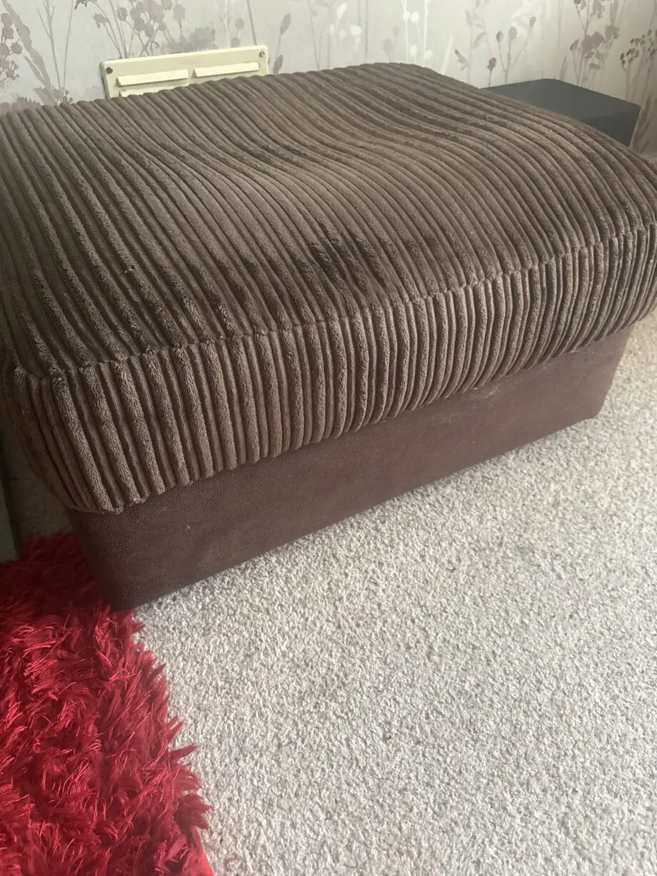 Corded brown corner sofa
