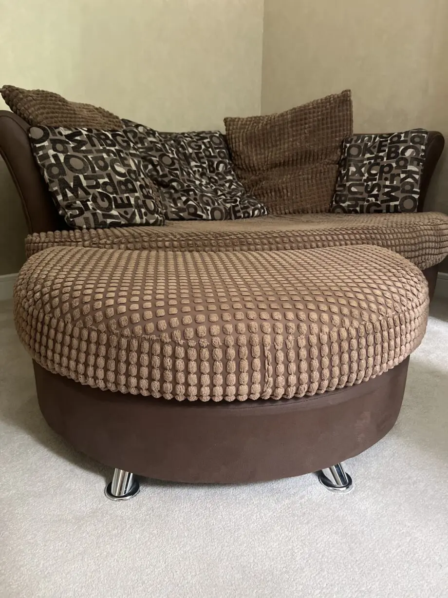 Snuggle corner sofa with footstool