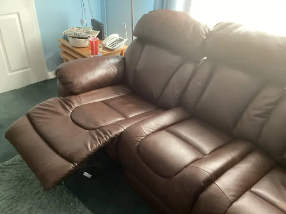 DFS Leather 3 seater electric recliners settee