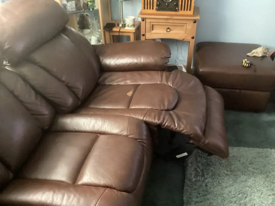DFS Leather 3 seater electric recliners settee