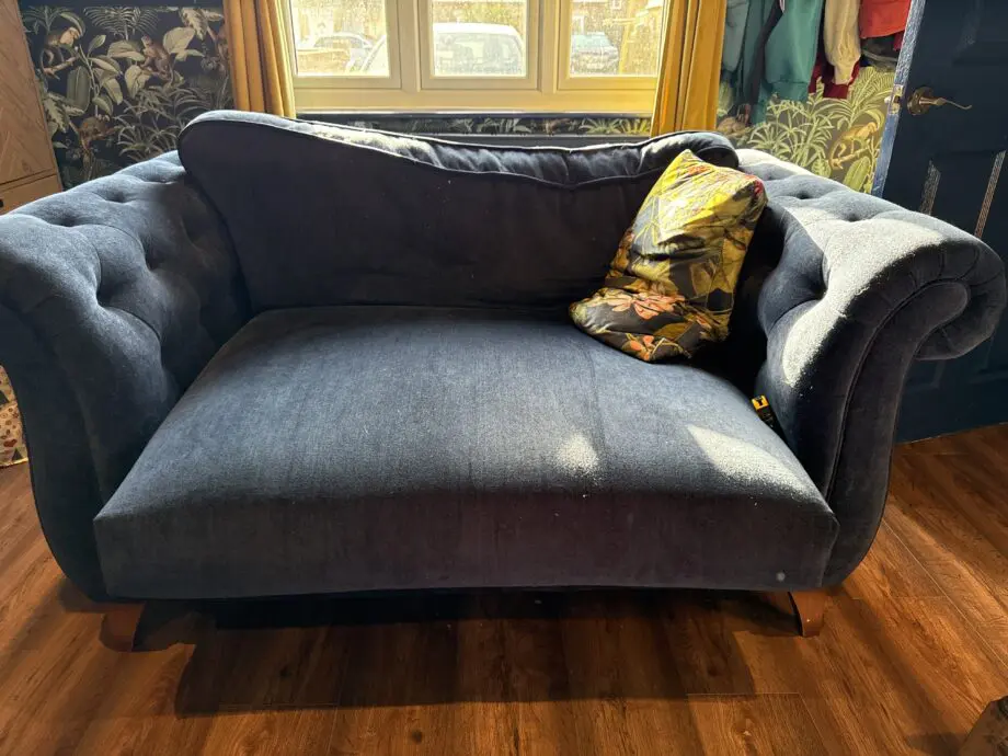 Furniture Village Navy Blue Snugglers and Footstall Set
