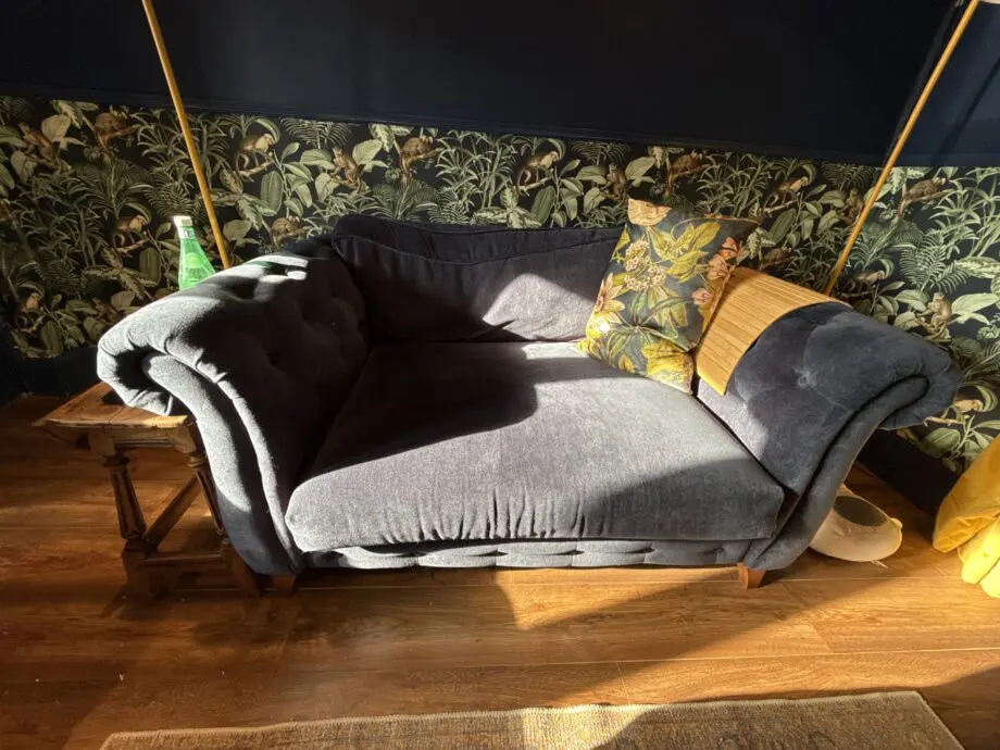 Furniture Village Navy Blue Snugglers and Footstall Set