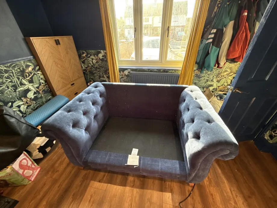 Furniture Village Navy Blue Snugglers and Footstall Set