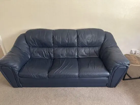 Blue leather sofas
