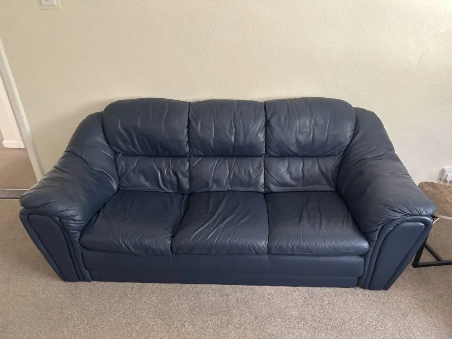 Blue leather sofas