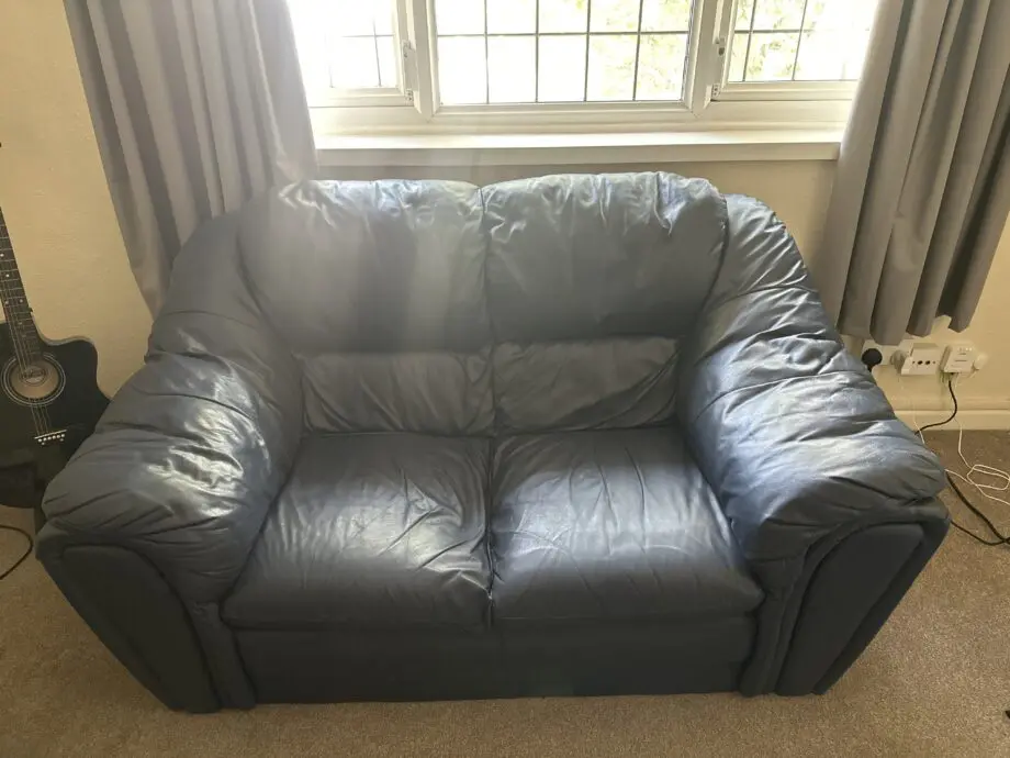 Blue leather sofas