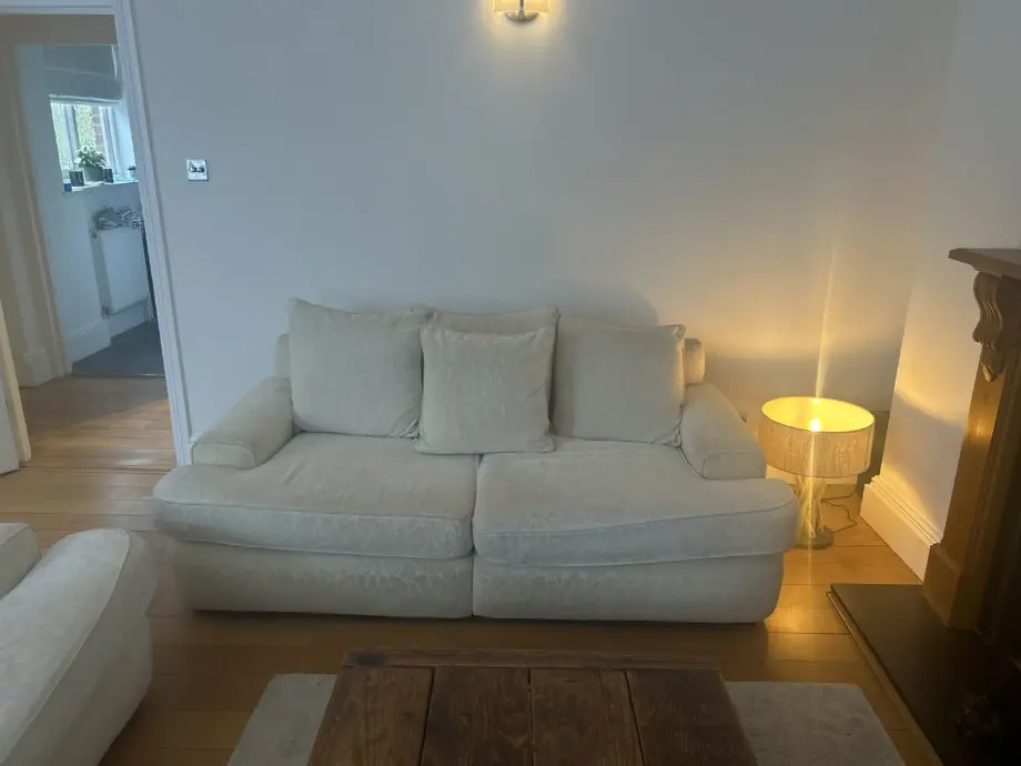 One large 4 seater sofa with matching scatter cushioning made by DFS and a 3 seater sofa matching