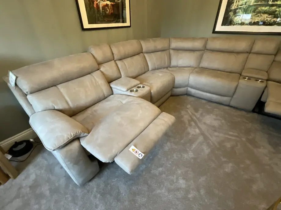 DFS Lucius option A power corner with two storage console , colour stone