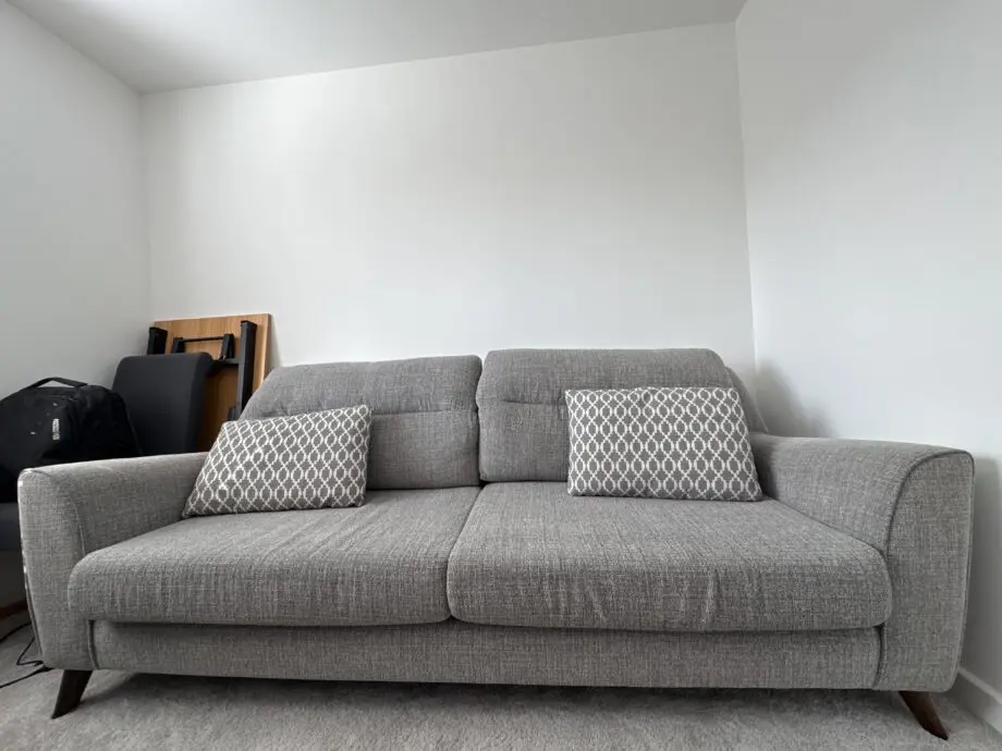 Sofology Milton MILTON 4 SEATER SOFA TACTILE GREY/MUSTARD MIX NFO,FT DARK WOOD