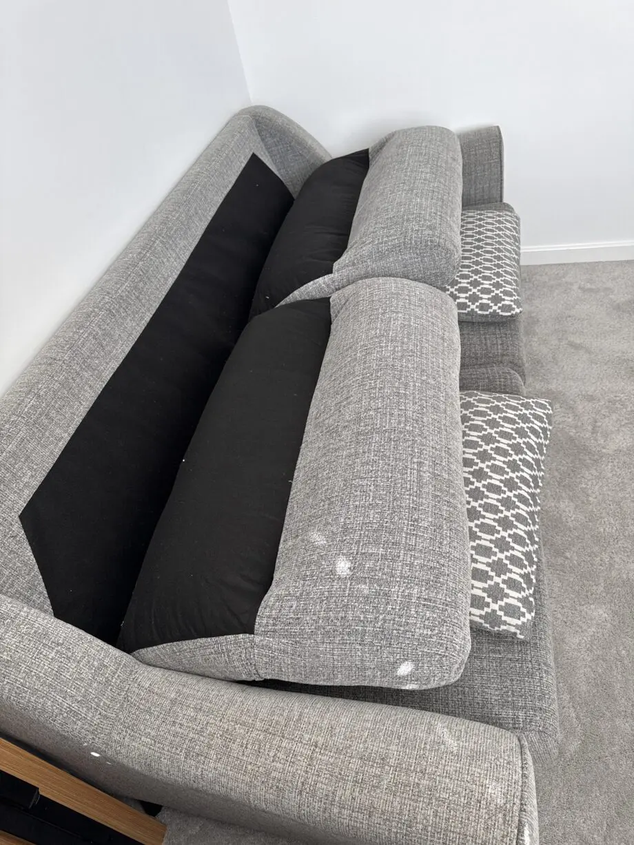 Sofology Milton MILTON 4 SEATER SOFA TACTILE GREY/MUSTARD MIX NFO,FT DARK WOOD