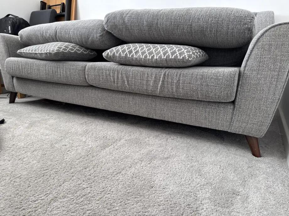 Sofology Milton MILTON 4 SEATER SOFA TACTILE GREY/MUSTARD MIX NFO,FT DARK WOOD