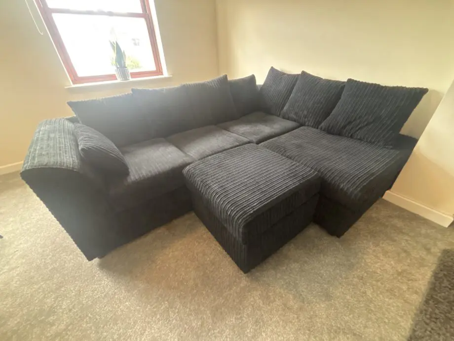 Black Duvernay Corner Sofa with Footstool