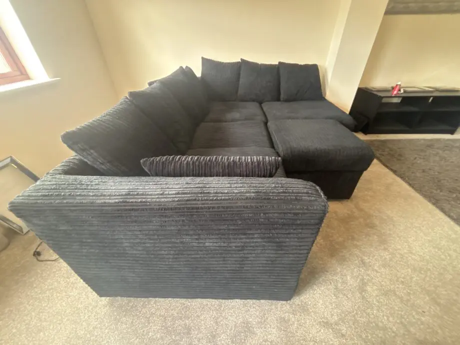 Black Duvernay Corner Sofa with Footstool