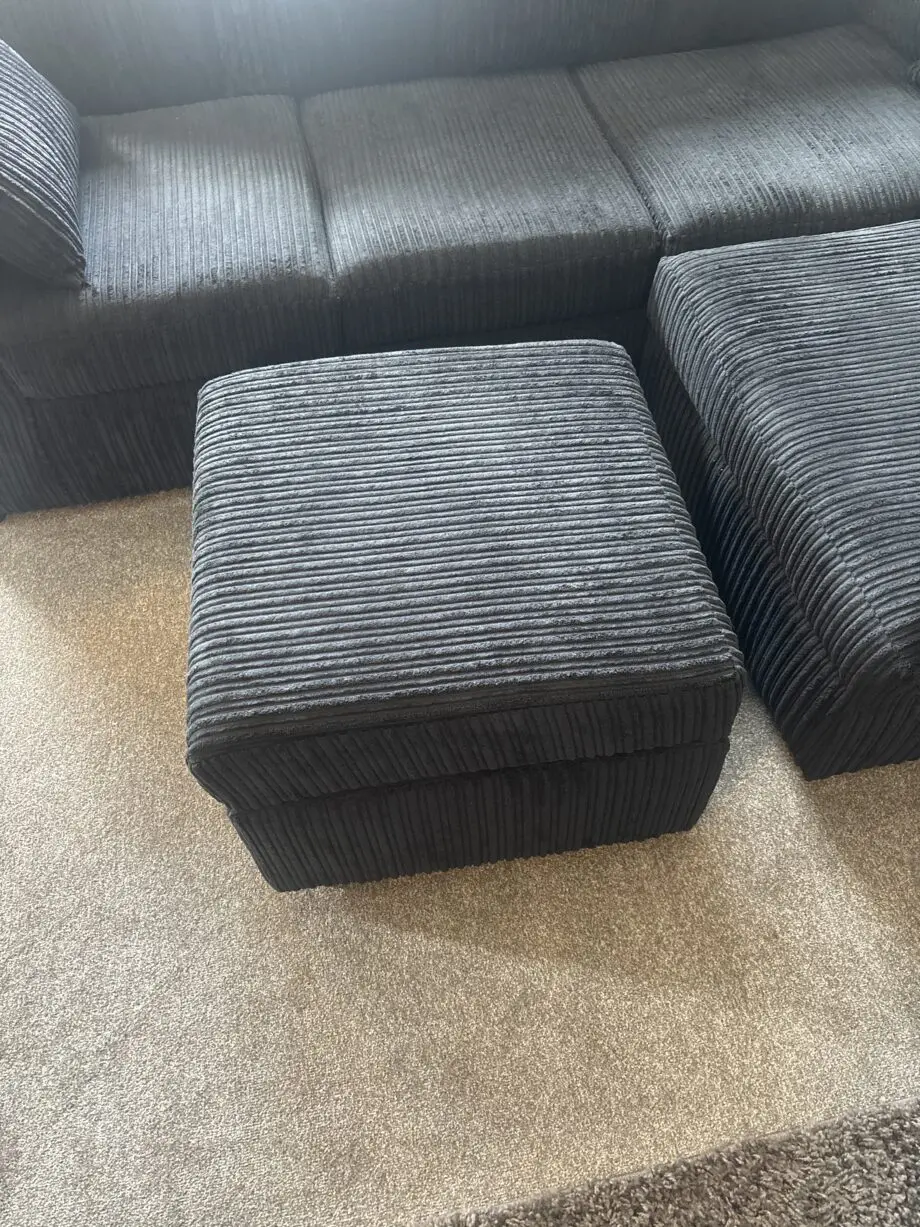 Black Duvernay Corner Sofa with Footstool