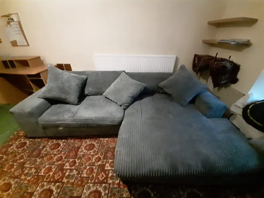 Mfc grey corded large sofa.